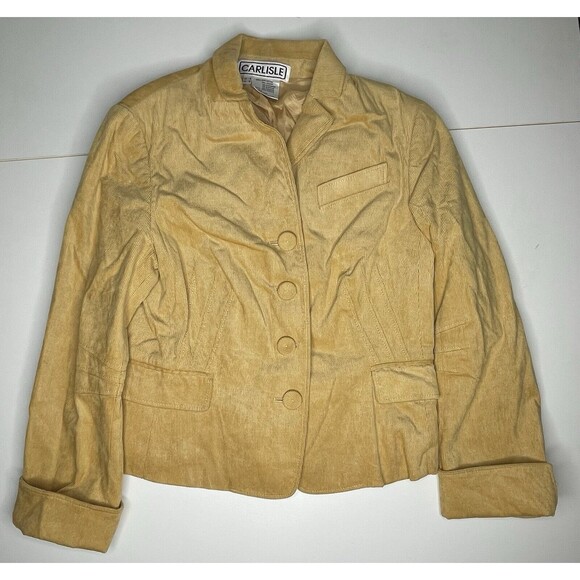 Beautiful Vintage Carlisle Corduroy Blazer Mustard Size 8 Button Front - Picture 1 of 12